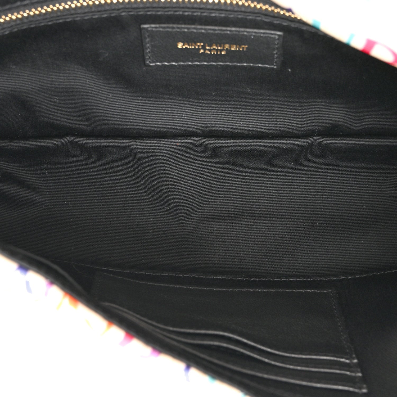 Saint Laurent Silk Carre Rive Gauche Print Patchwork Monogram Medium Jamie Multicolor White 5 of 10