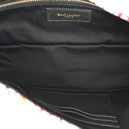Saint Laurent Silk Carre Rive Gauche Print Patchwork Monogram Medium Jamie Multicolor White 5 of 10