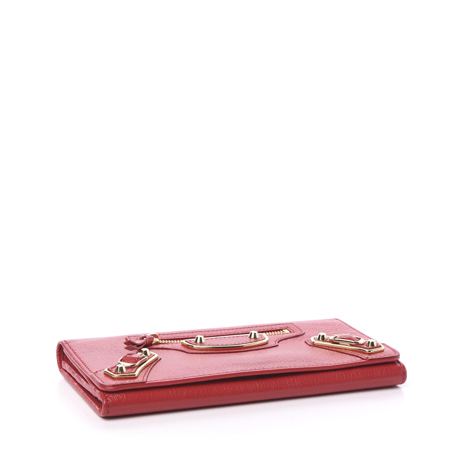 Balenciaga Chevre Gold Metallic Edge Hardware Money Wallet Rouge Grenade 3 of 6