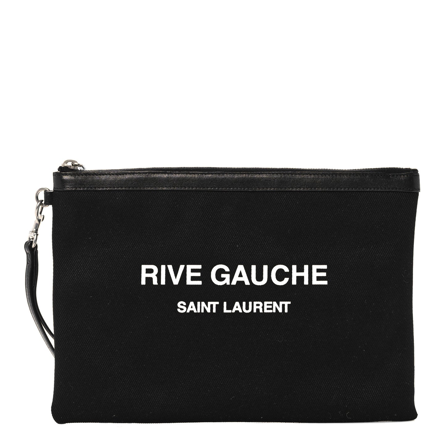 Linen Canvas Rive Gouche Zipped Pouch Black