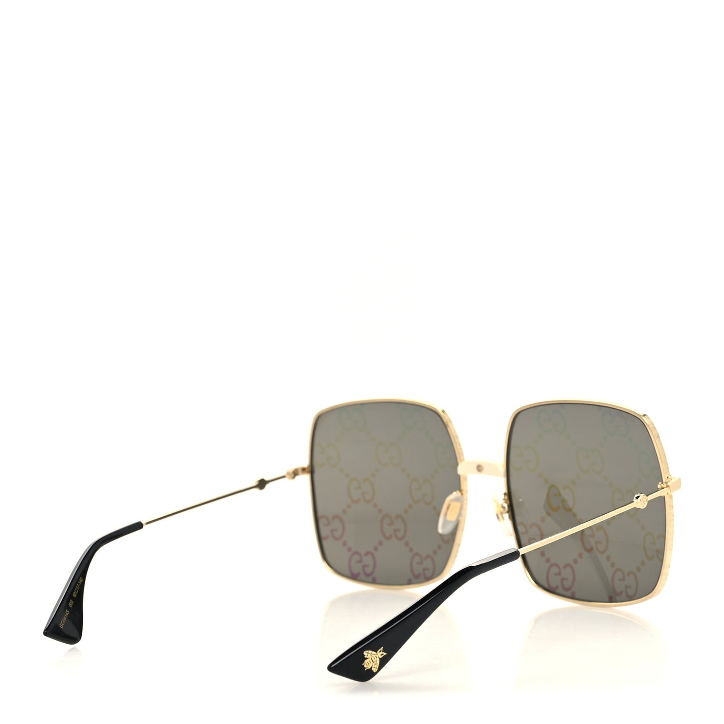 Metal Rectangular Frame Sunglasses GG0414S Gold Multicolor