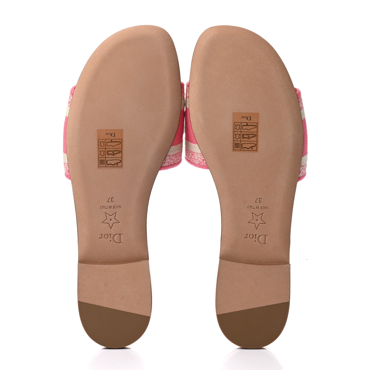 Christian Dior Canvas Toile de Jouy Embroidered Dway Flat Slide Sandals 37 Off White Pink 5 of 9