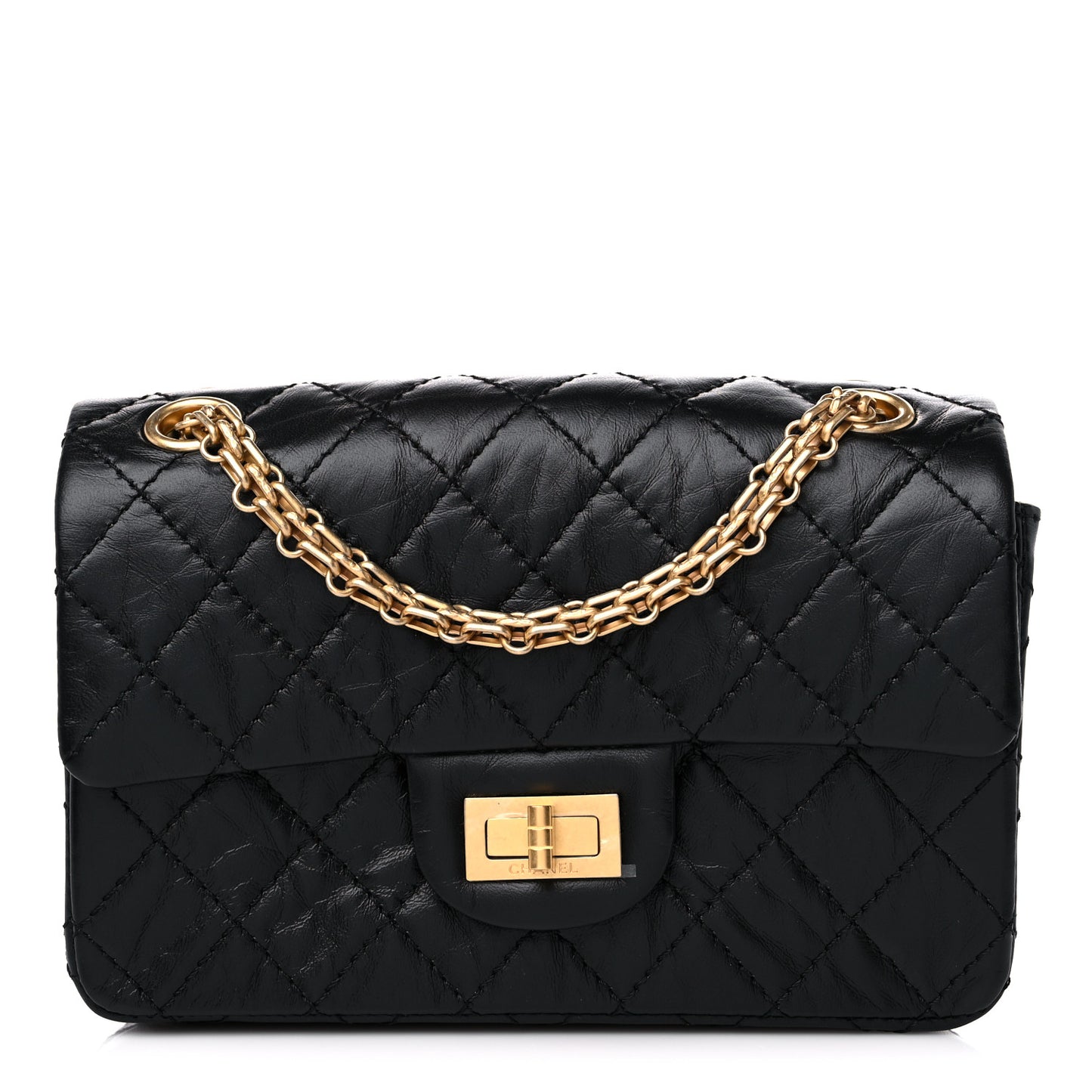 Aged Calfskin Quilted 2.55 Reissue Mini Flap Black