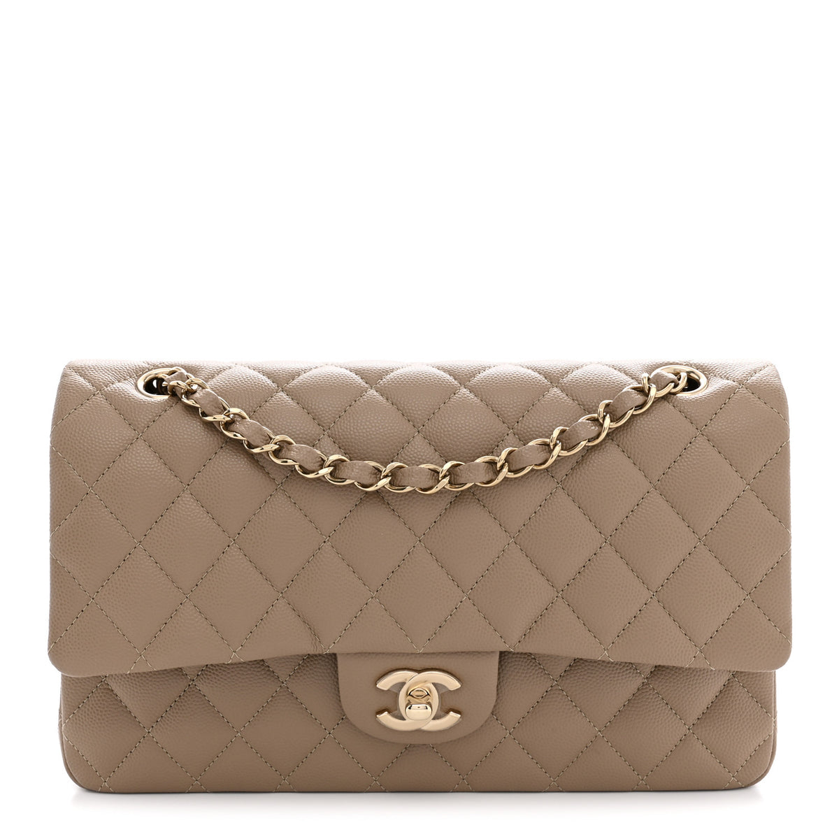 Chanel Caviar Quilted Medium Double Flap Dark Beige 1 of 11