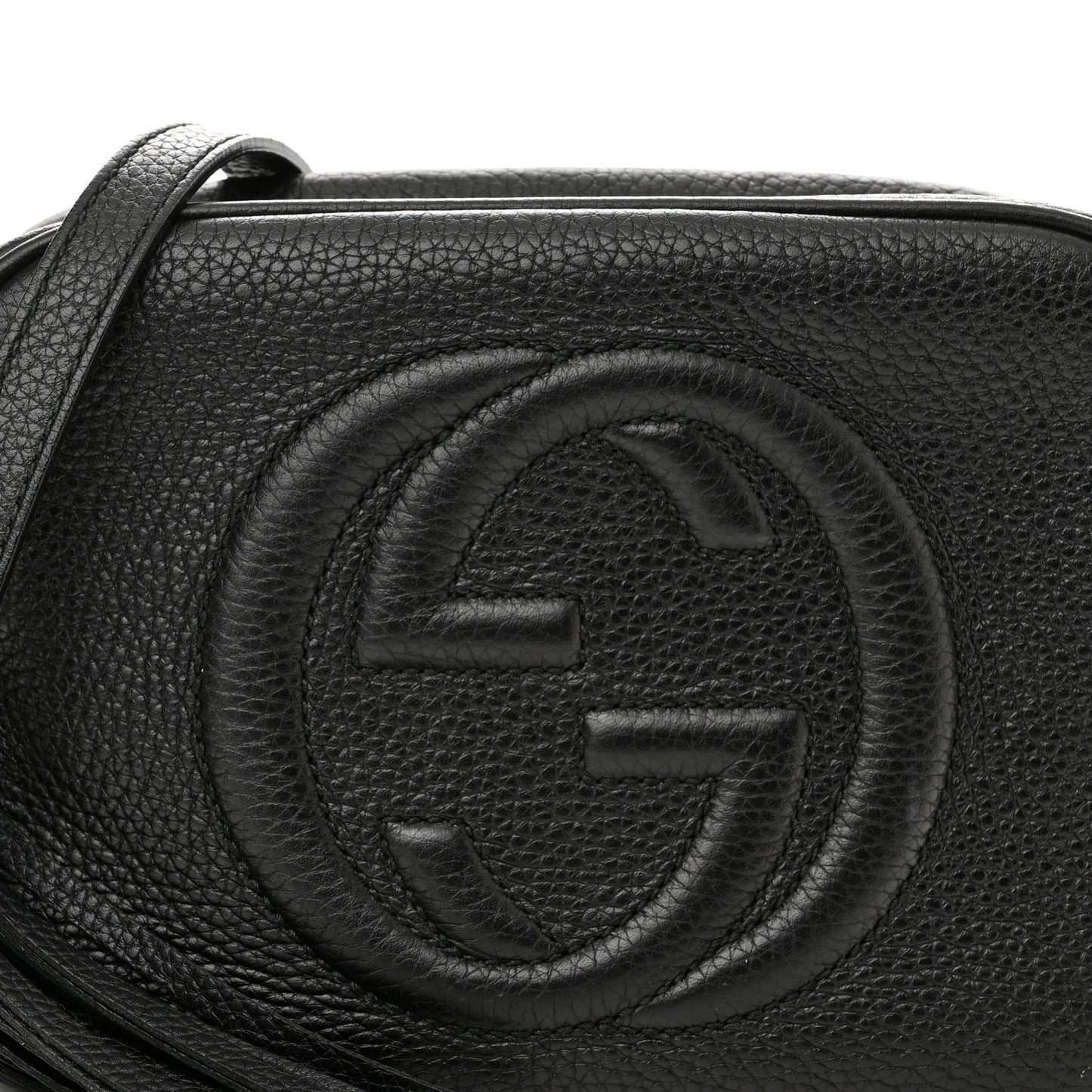 Pebbled Calfskin Small Soho Disco Bag Black