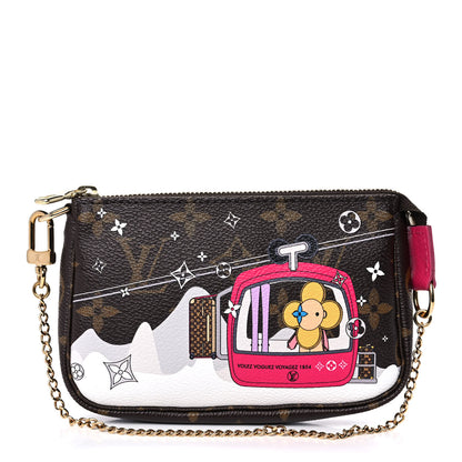 Louis Vuitton Monogram 2019 Christmas Animation Mini Courchevel Pochette Accessories Fuchsia 1 of 12
