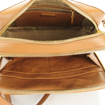 Prada Saffiano Lux Large Zip Crossbody Bag Caramel 5 of 8