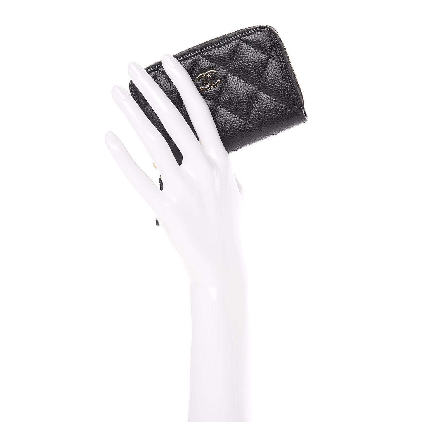 Caviar Quilted Zip Coin Purse Black