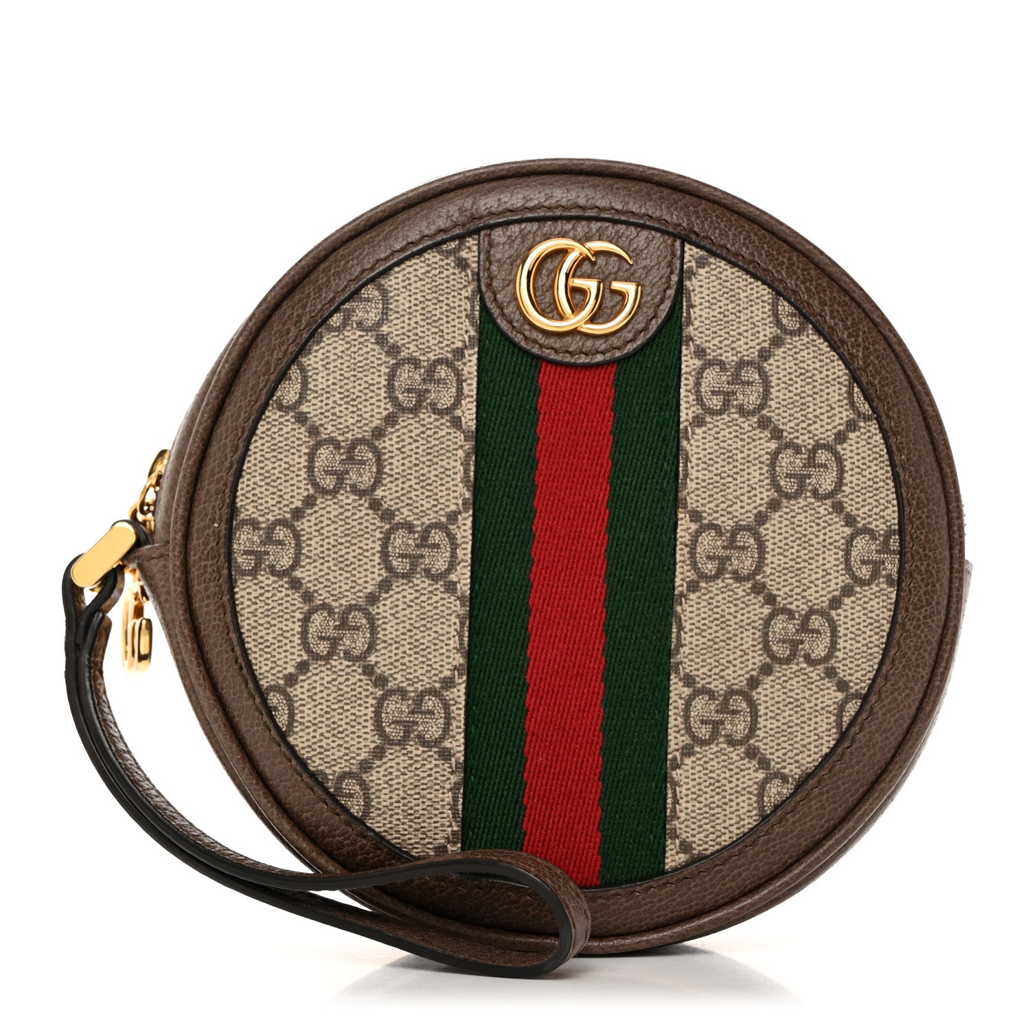 Gucci GG Supreme Monogram Web Ophidia Circle Wristlet Beige New Acero 1 of 7