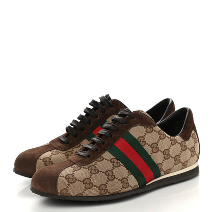 Gucci GG Monogram Suede Vintage Web Womens Sneakers 8 Dark Chestnut 3 of 9