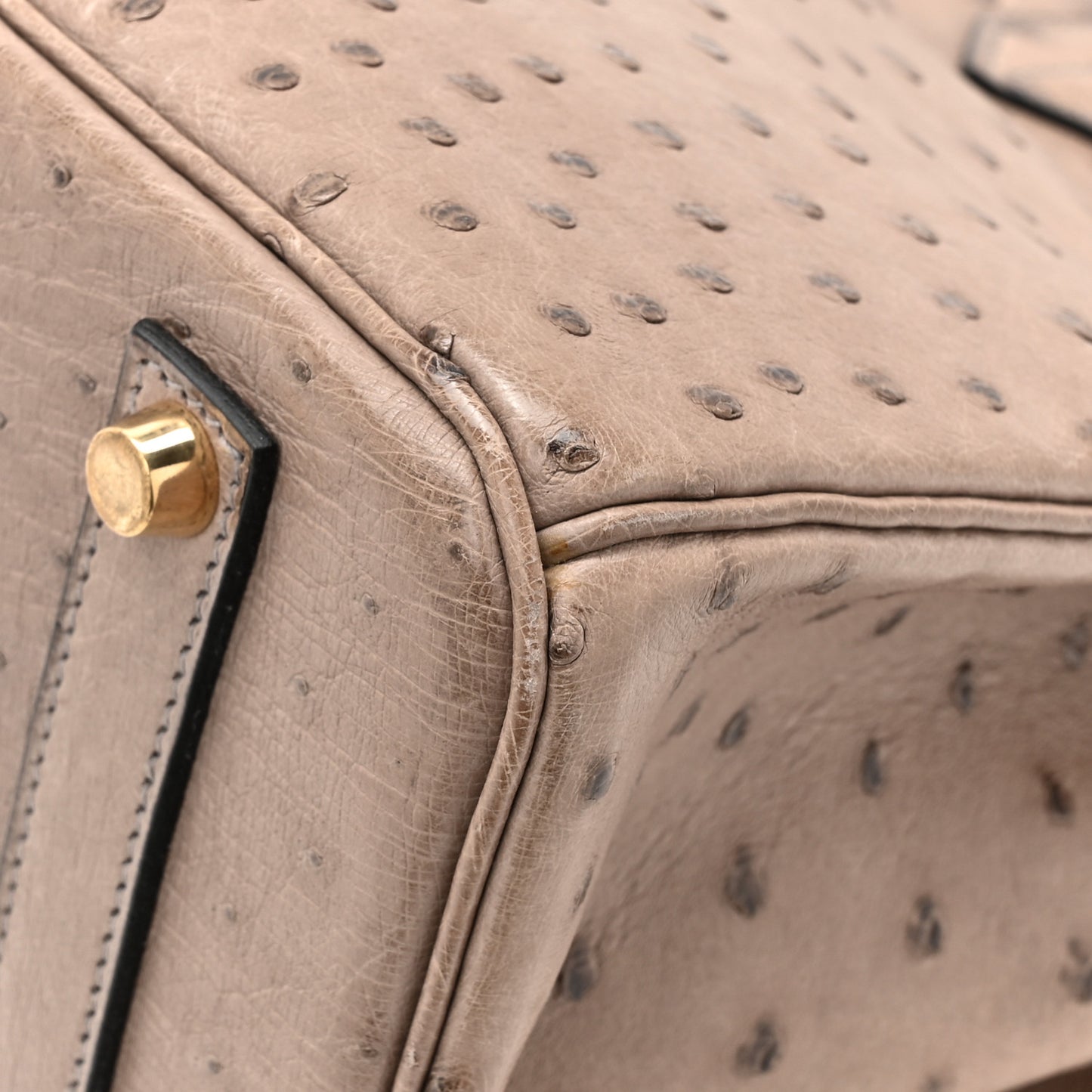 Ostrich Birkin 35 Gris Tourterelle