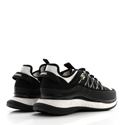 Chanel Mixed Fibers Suede Calfskin CC Sneakers 40 White Black 4 of 13