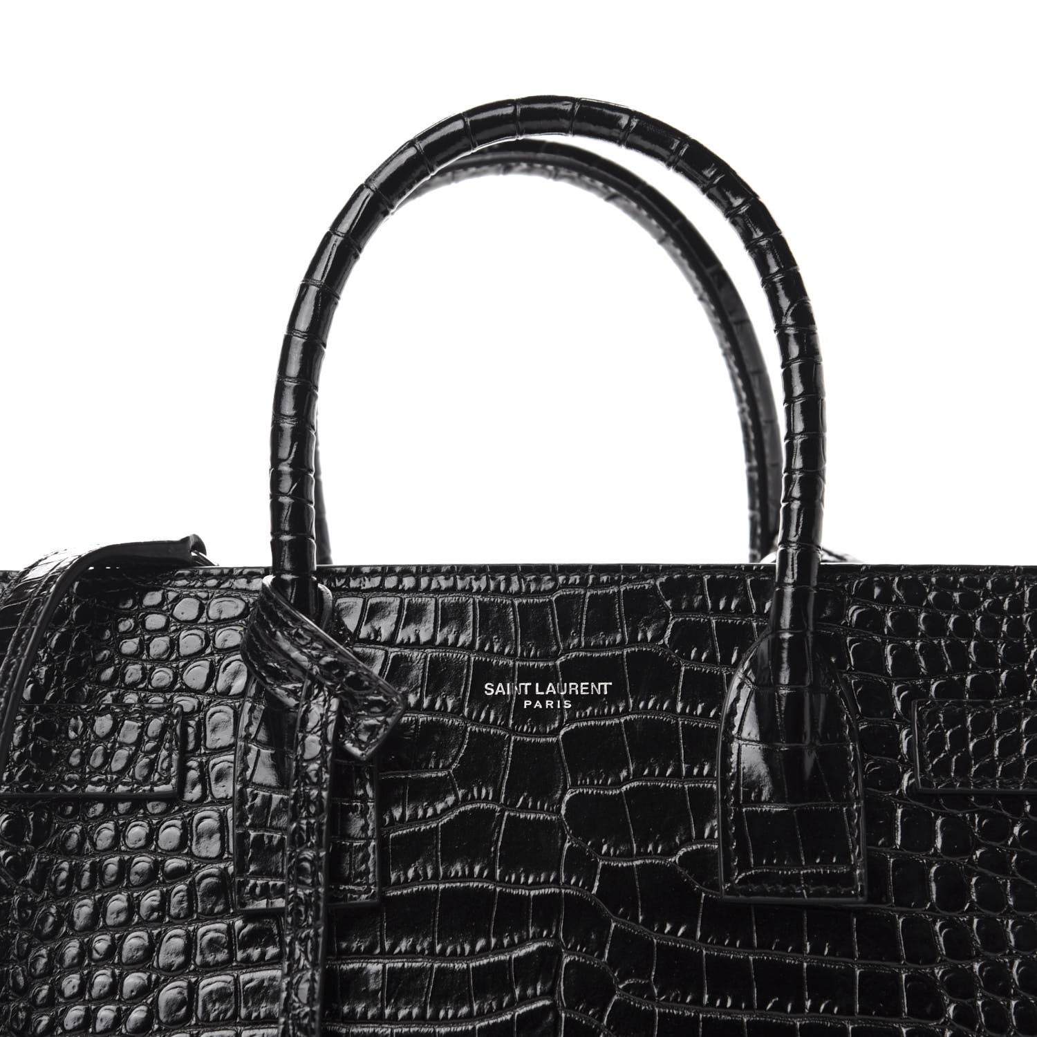 Saint Laurent Calfskin Crocodile Embossed Baby Sac De Jour Black 10 of 10