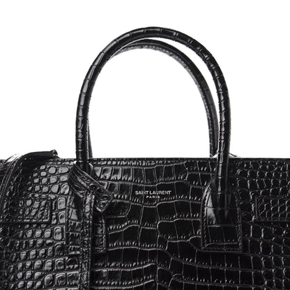 Saint Laurent Calfskin Crocodile Embossed Baby Sac De Jour Black 10 of 10