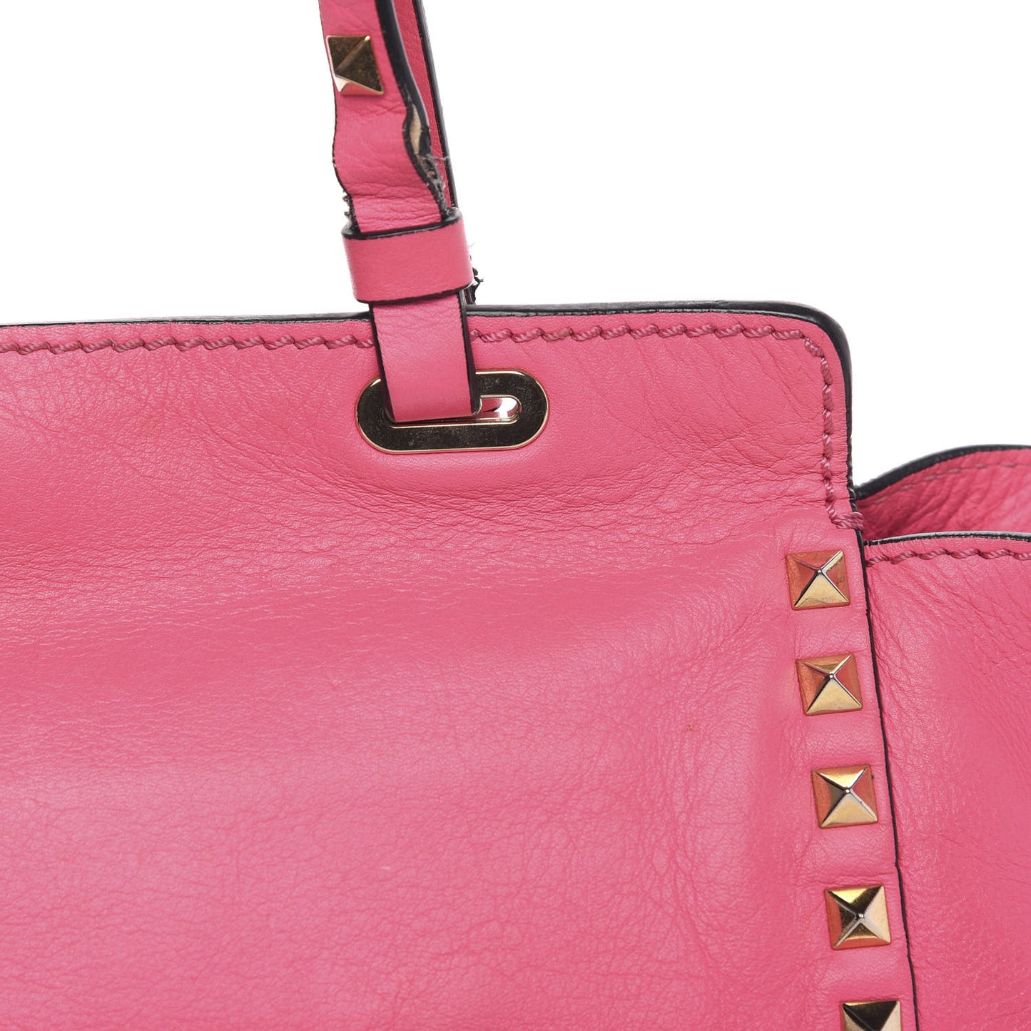 Vitello Small Rockstud Tote Fuxia Fluo