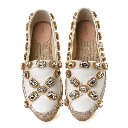 Gucci Canvas Crystal Embellished Espadrilles 39 Great White 5 of 11