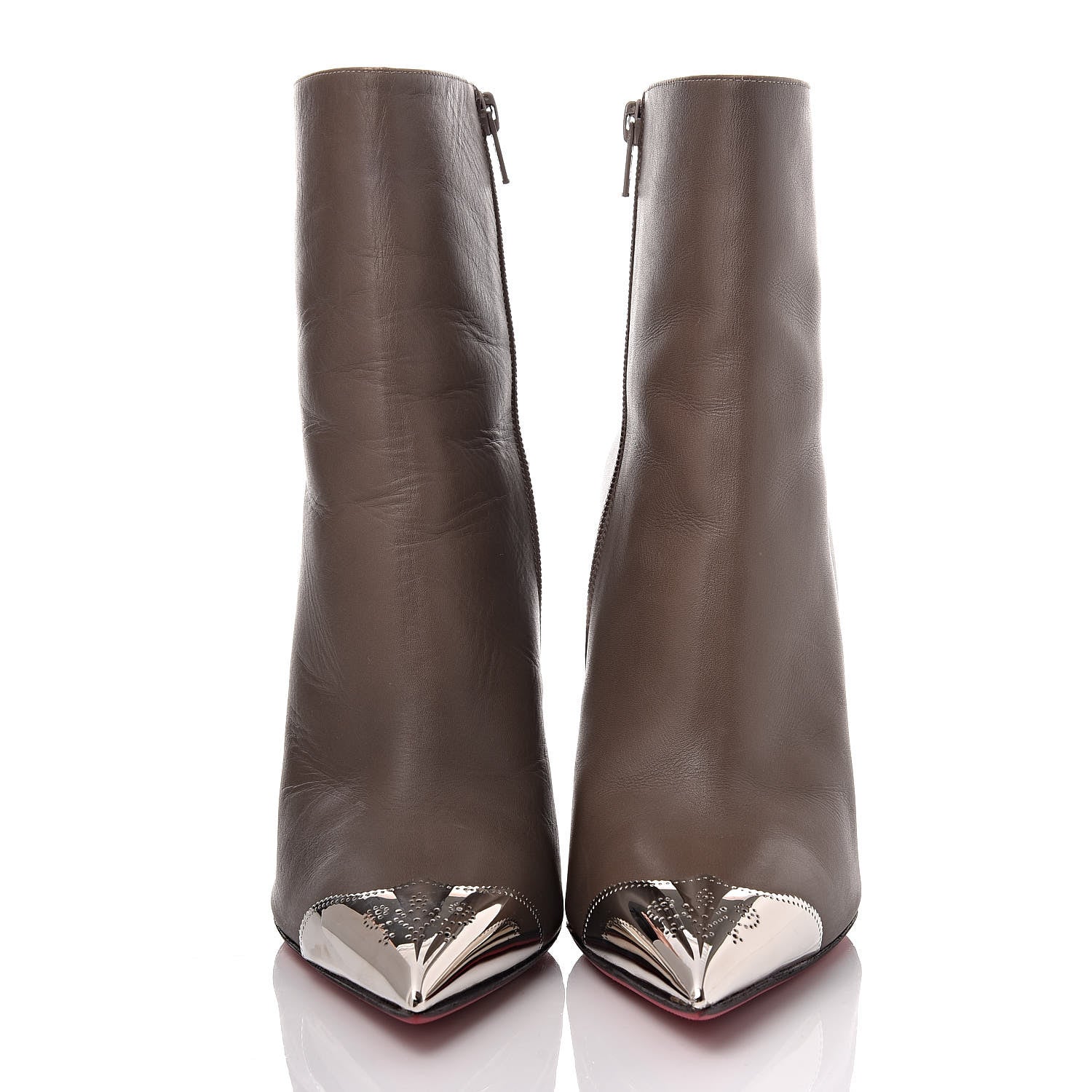 Christian Louboutin Calfskin Calamijane Booty 100 Ankle Boots 39.5 Majestic Silver 2 of 19
