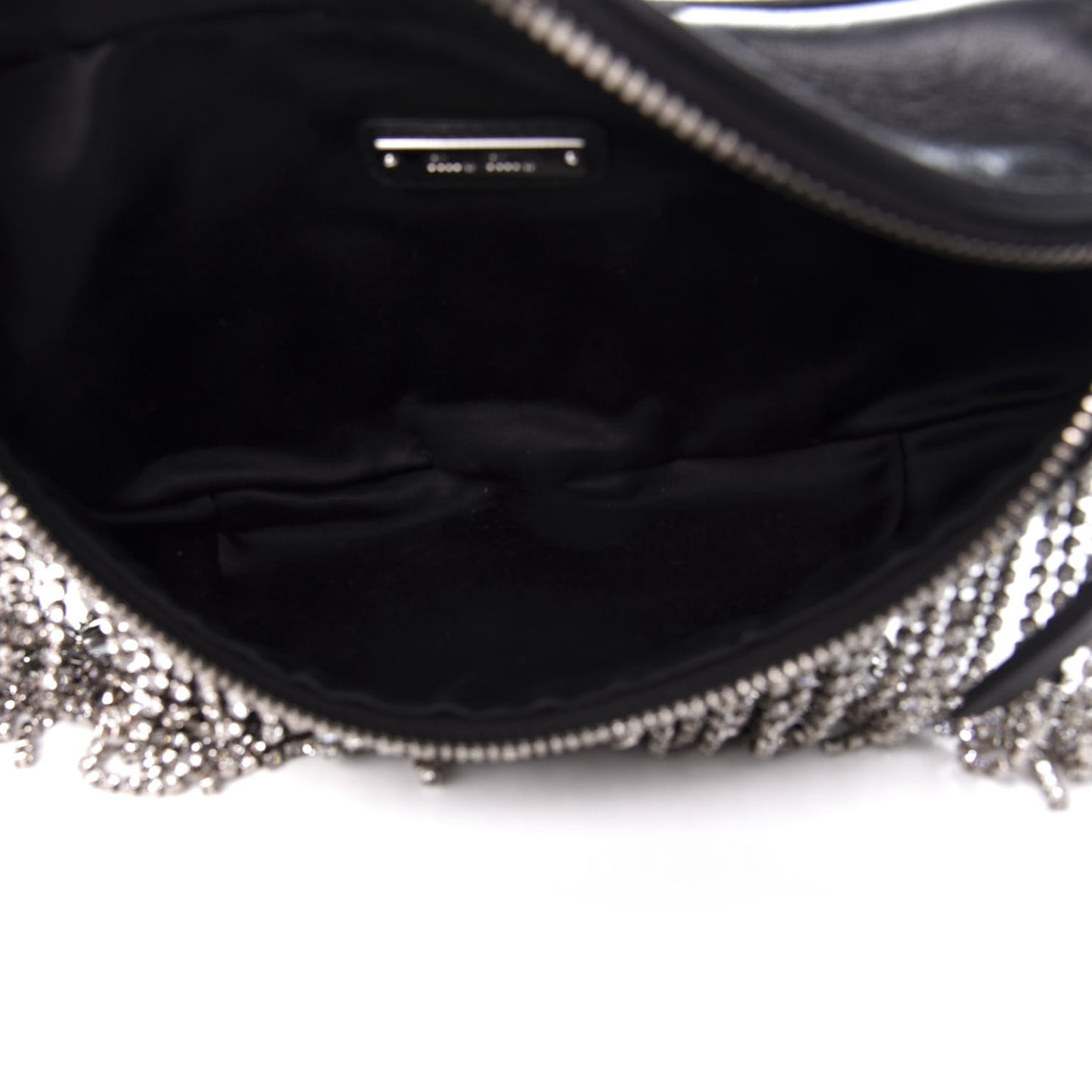 Nappa Crystal Fringe Belt Bag Black