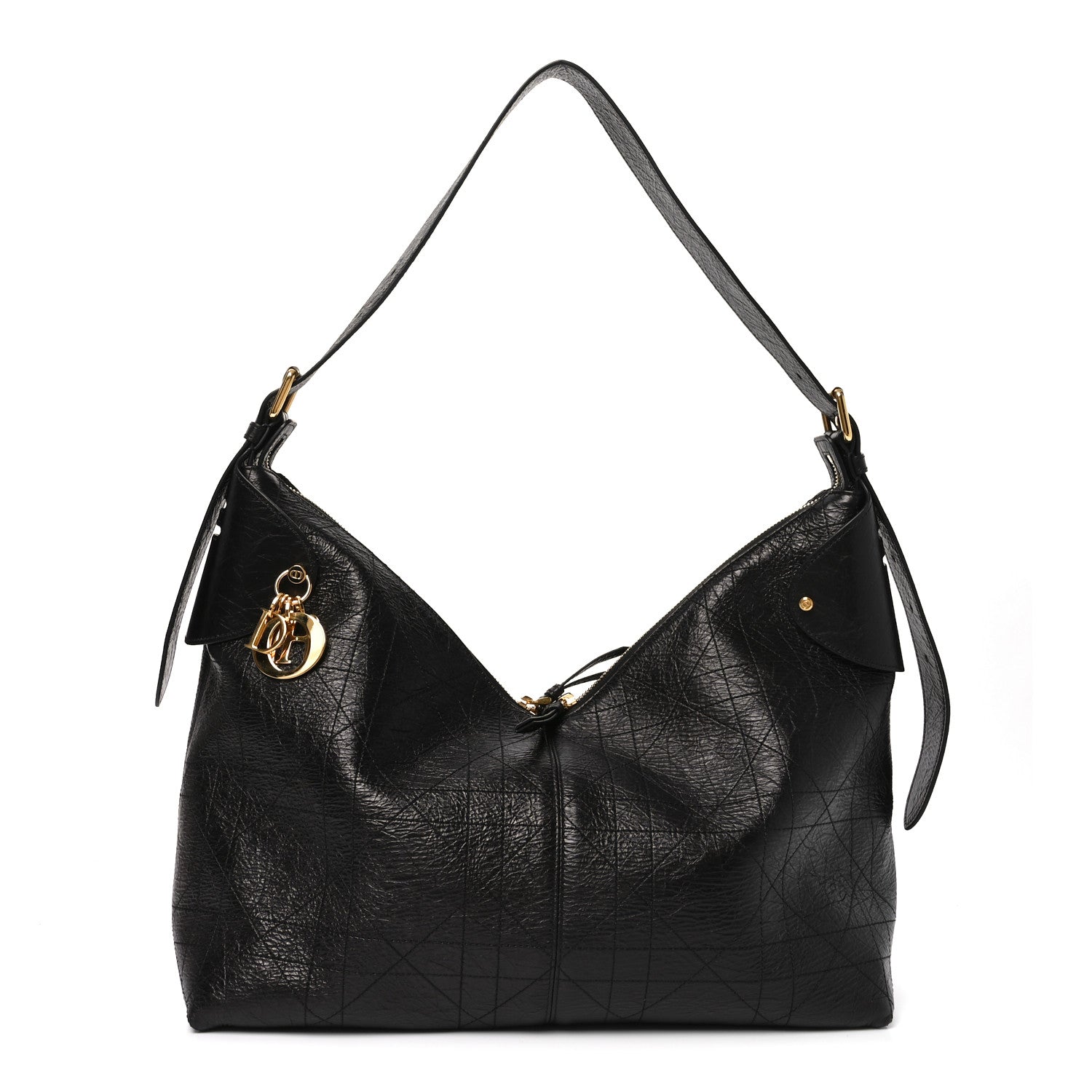 Christian Dior Crinkled Calfskin Macrocannage Large Voyage Bag Black 1 of 9