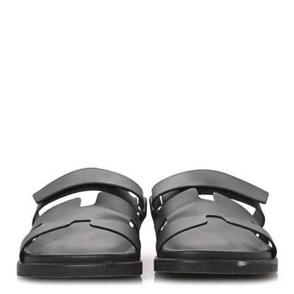 Hermes Calfskin Mens Chypre Sandals 44 Black 3 of 14