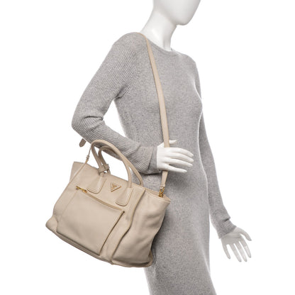 Prada Vitello Daino Shopping Tote Talco 2 of 9