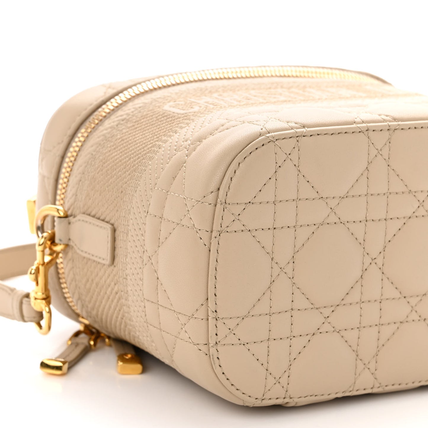 Lambskin Cannage Small Diortravel Vanity Case Light Beige