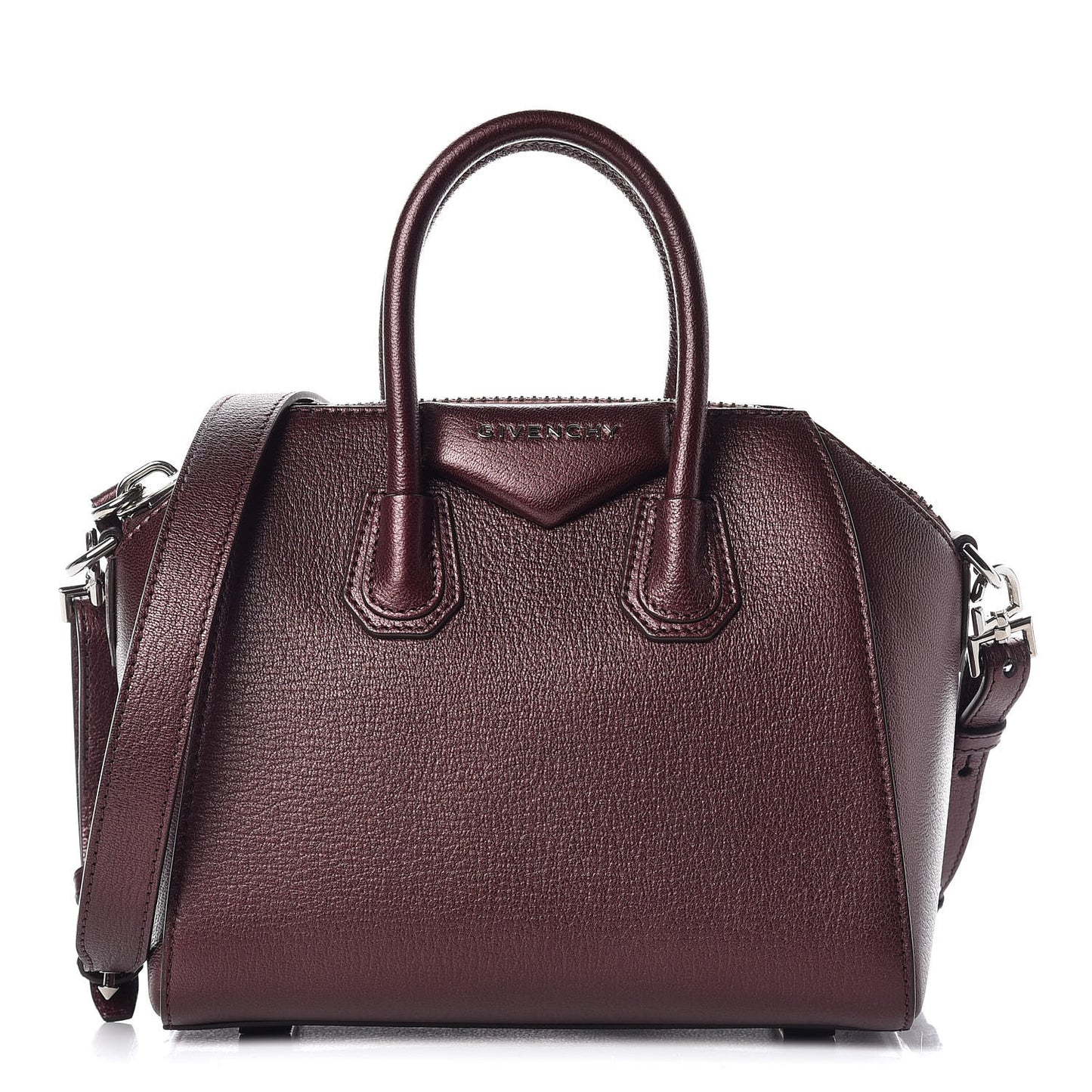 Metallic Calfskin Mini Antigona Wine