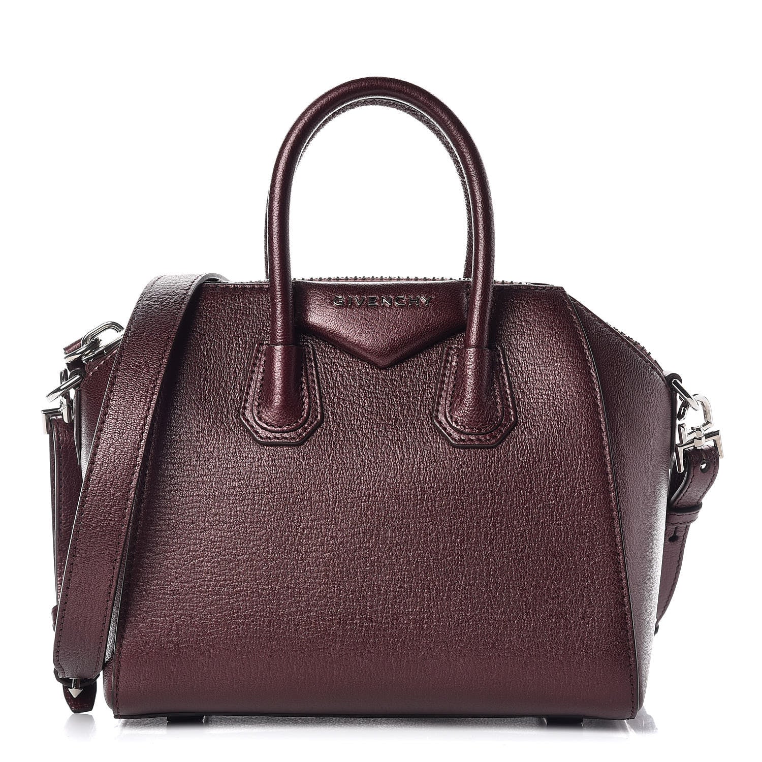 Givenchy Metallic Calfskin Mini Antigona Wine 1 of 10
