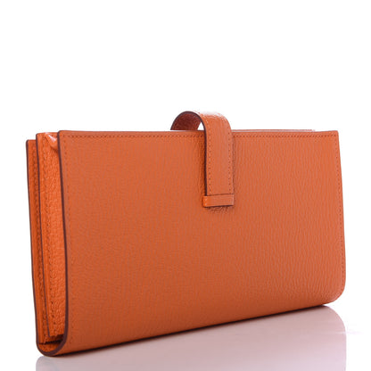 Hermes Chevre Mysore Bearn Gusset Wallet Orange 3 of 7
