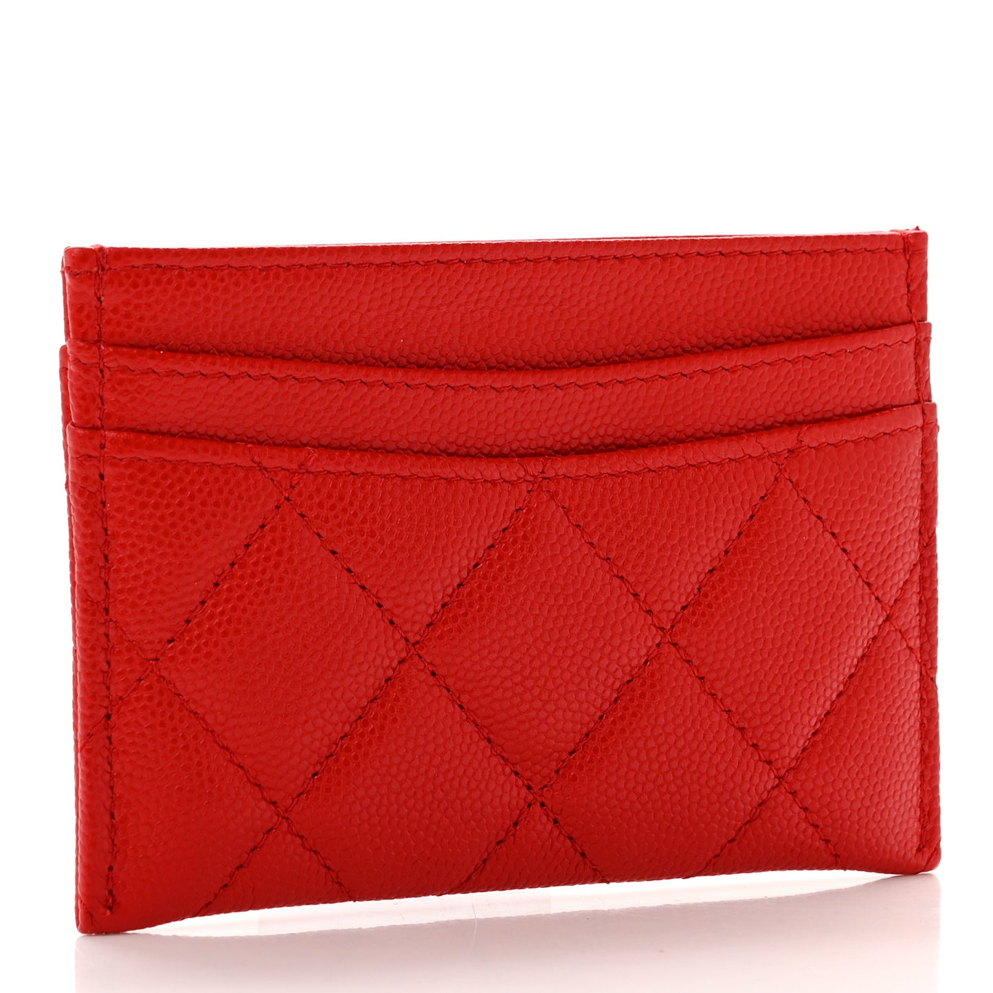 Caviar Quilted Card Holder Red