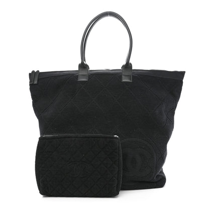Chanel Terry Cotton CC Beach Tote Set Black 1 of 13