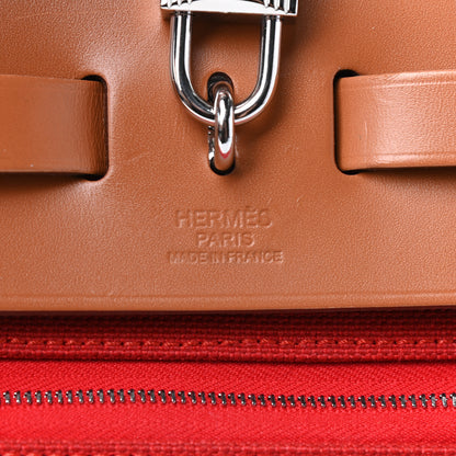 Hermes Vache Hunter Toile Herbag Zip 31 PM Rouge Tomate Natural 7 of 12