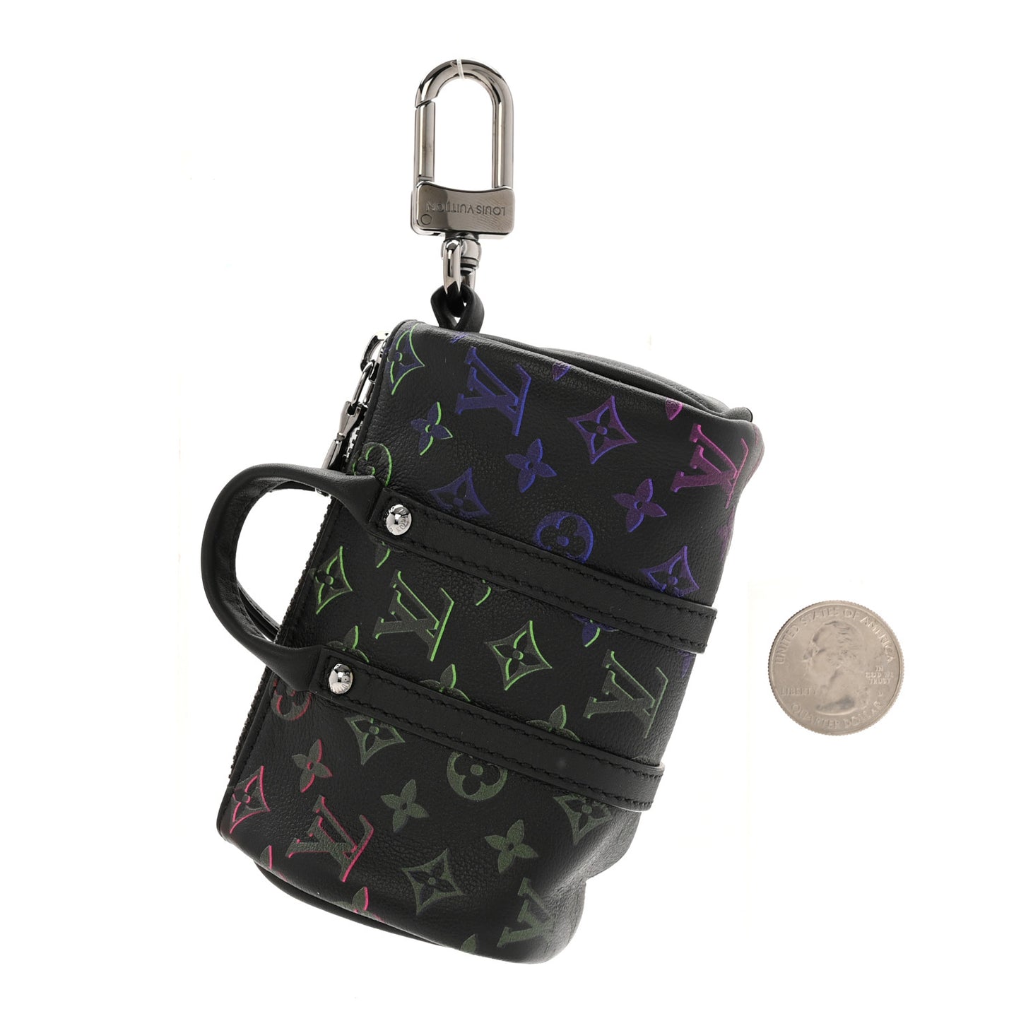 Monogram Spotlight Mini Keepall Bag Charm Key Holder Black Borealis