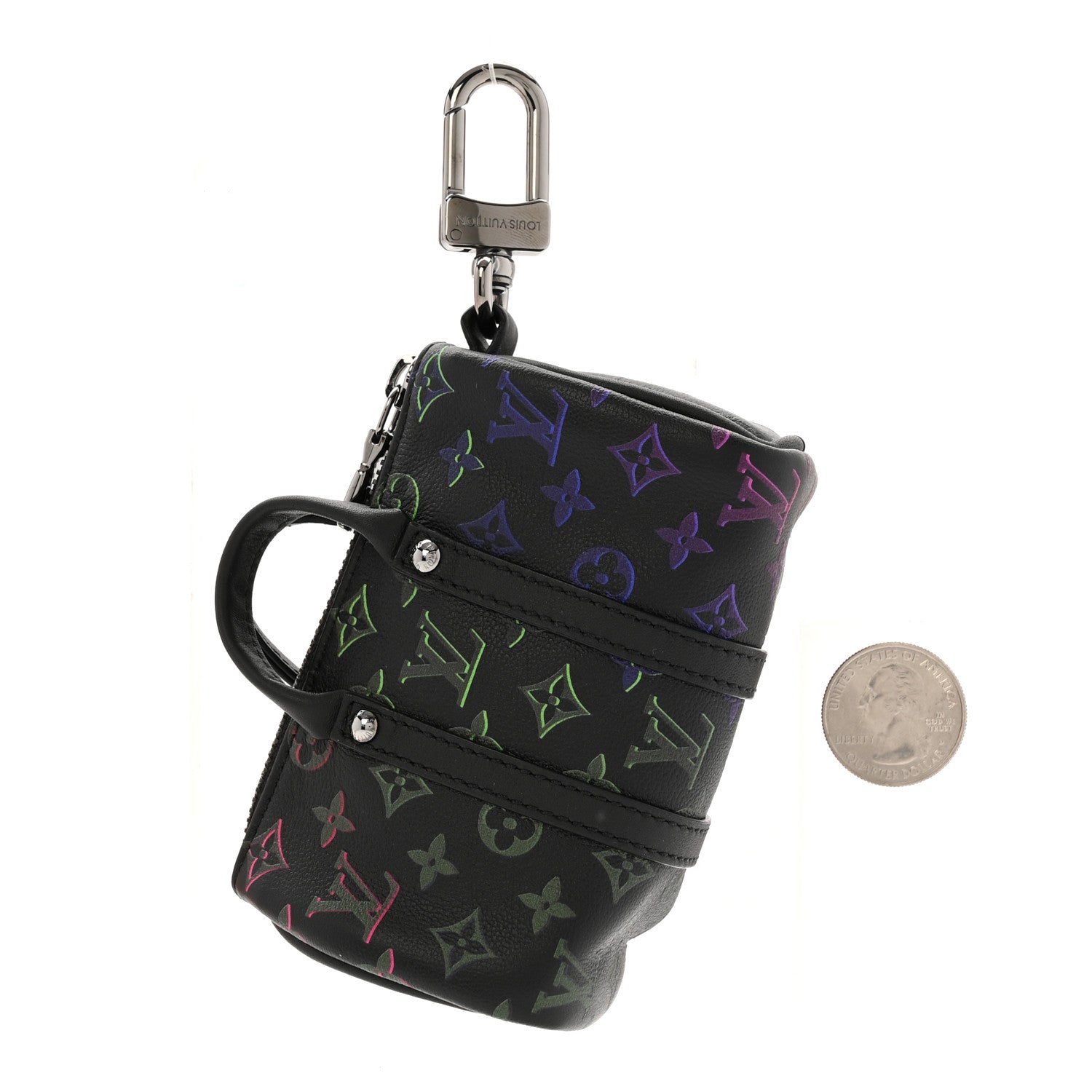 Louis Vuitton Monogram Spotlight Mini Keepall Bag Charm Key Holder Black Borealis 2 of 6