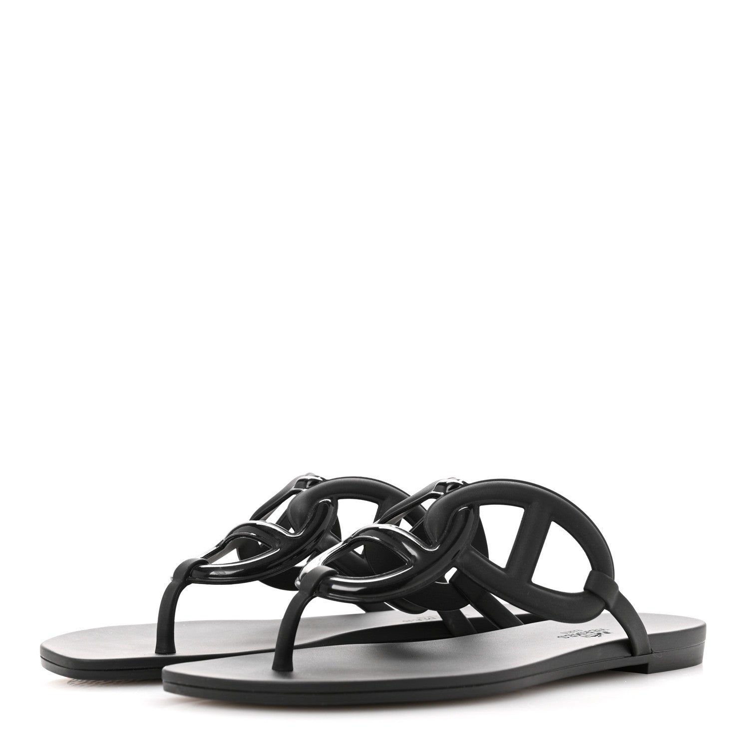 Hermes Rubber Womens Egerie Sandals 37 Black 4 of 9