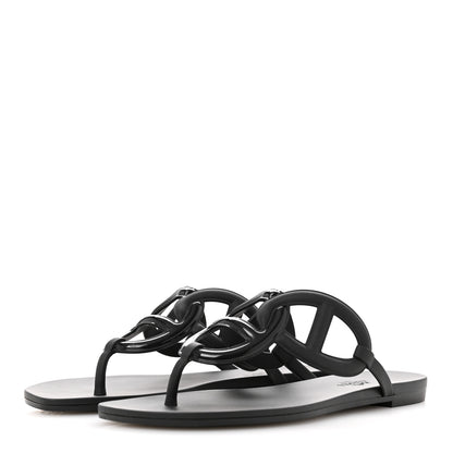 Hermes Rubber Womens Egerie Sandals 37 Black 4 of 9
