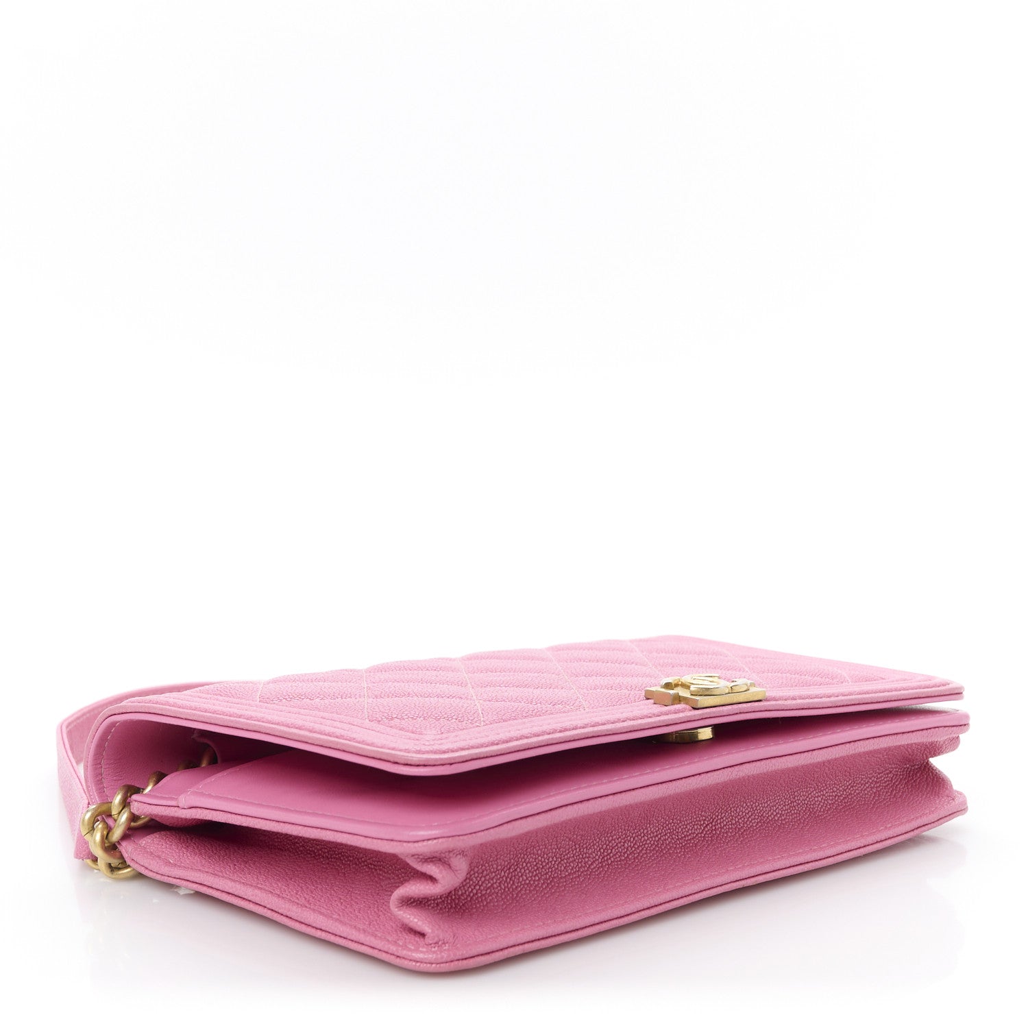 Chanel Caviar Quilted Boy Wallet On Chain WOC Pink 4 of 11