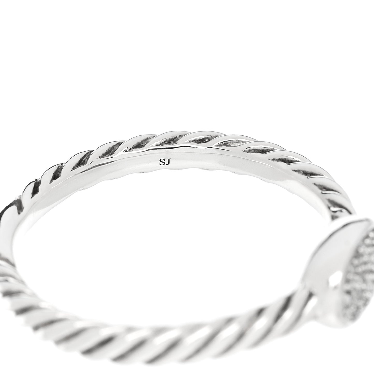 Sterling Silver Diamond Pave Cable Classics Oval Ring 54 7