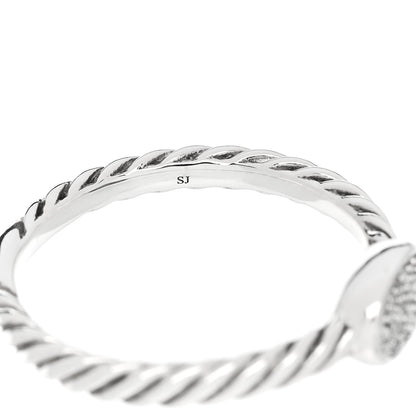 David Yurman Sterling Silver Diamond Pave Cable Classics Oval Ring 54 7 6 of 6
