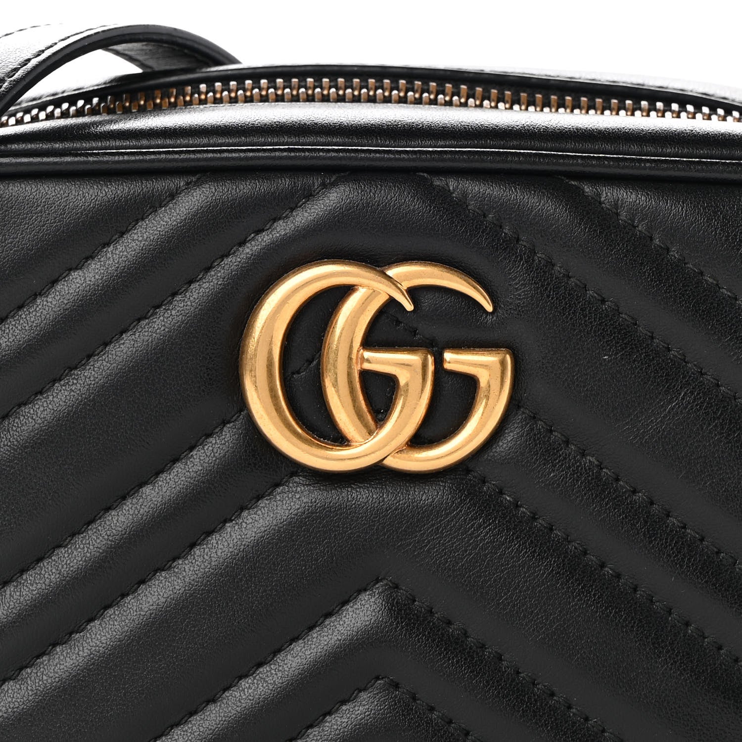 Gucci Calfskin Matelasse Mini GG Marmont Chain Shoulder Bag Black 9 of 11
