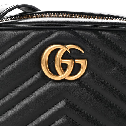 Gucci Calfskin Matelasse Mini GG Marmont Chain Shoulder Bag Black 9 of 11