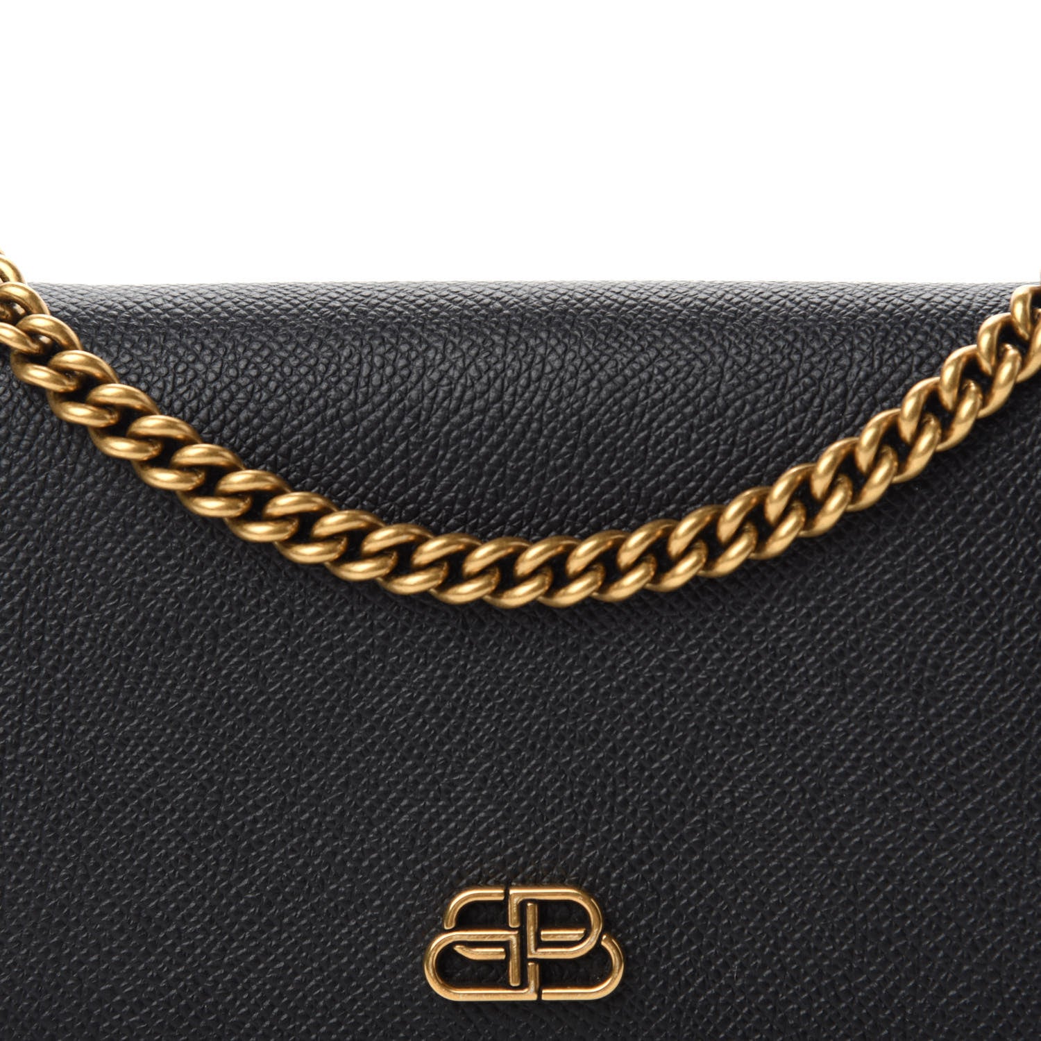 Balenciaga Grained Calfskin BB Phone Holder Wallet On Chain Black 10 of 10