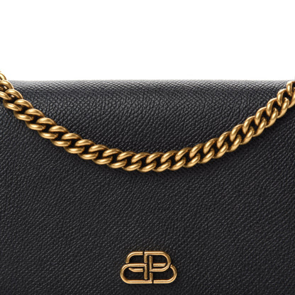 Balenciaga Grained Calfskin BB Phone Holder Wallet On Chain Black 10 of 10