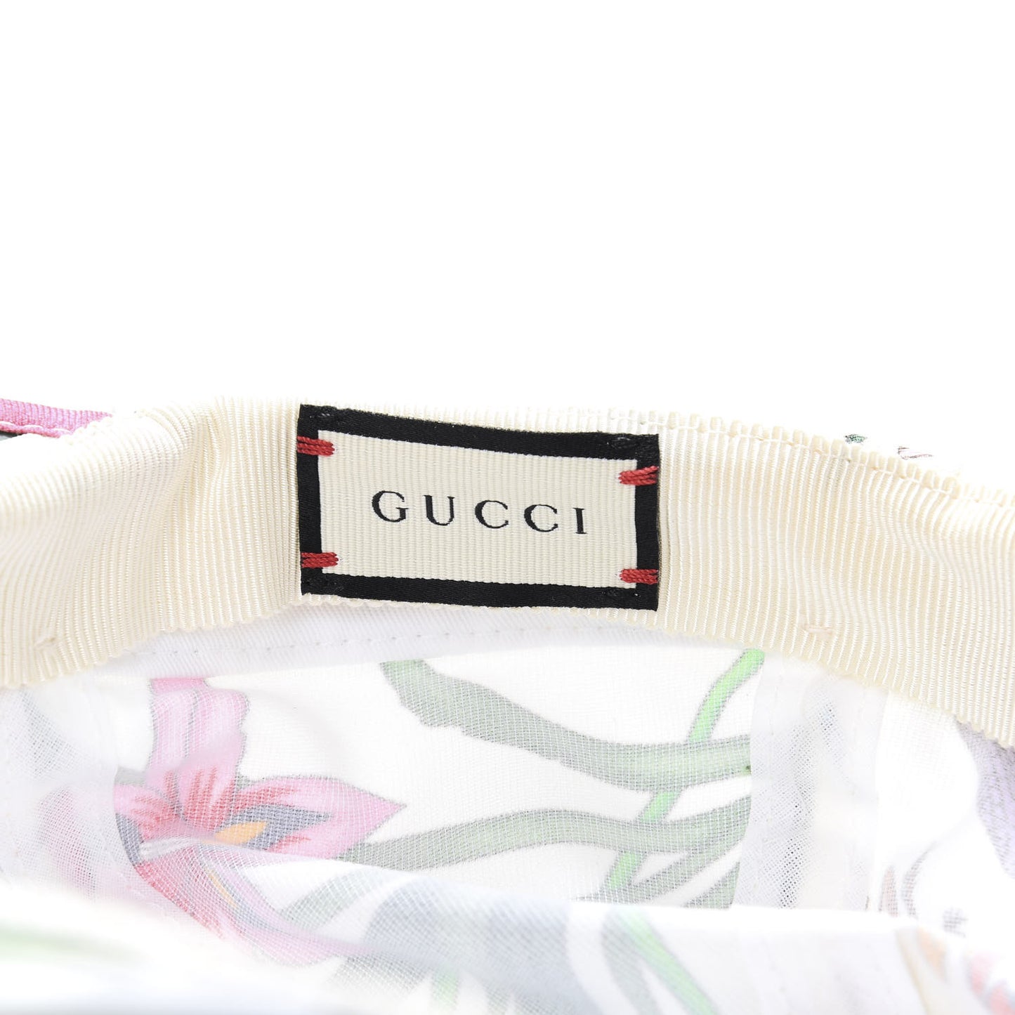 Silk PVC Flora Print Baseball Cap White Multicolor