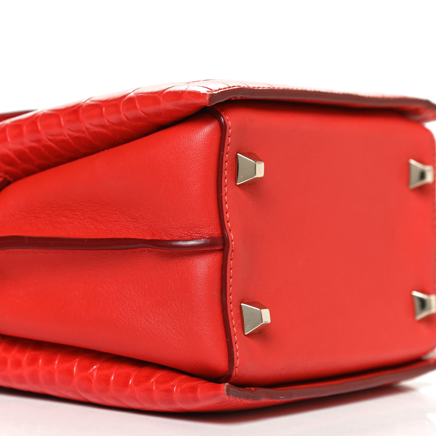 Calfskin Crocodile Embossed Mini Neo Milla Tote Ruby Red