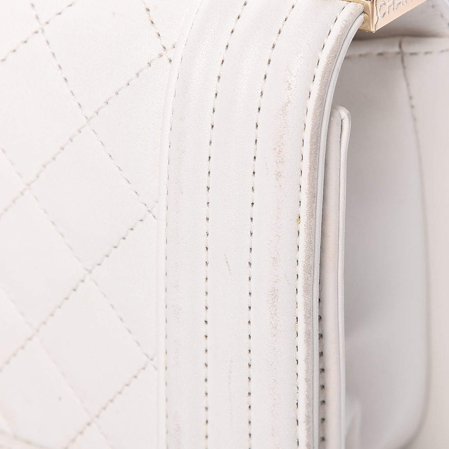 Calfskin Quilted Small Boy Flap White