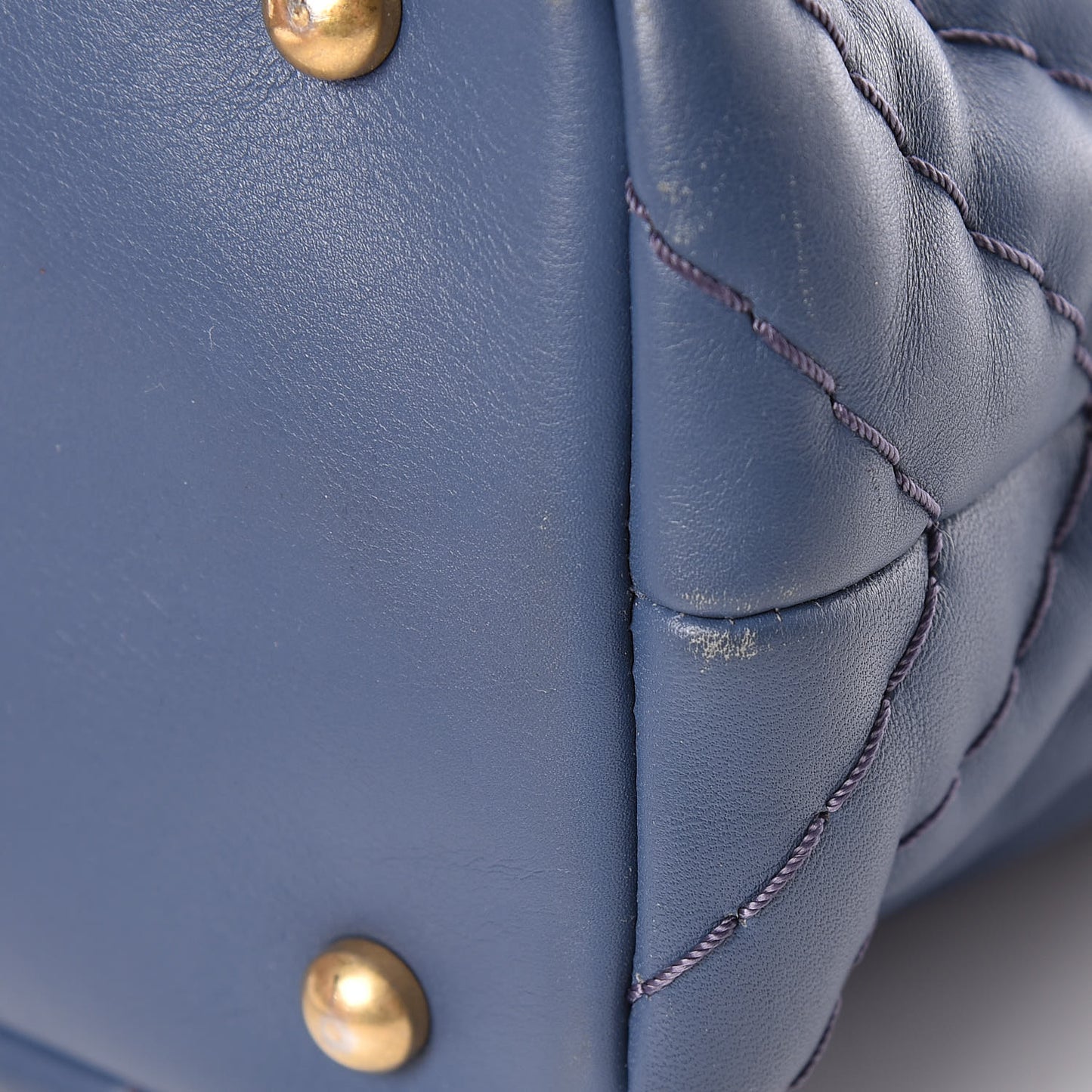 Calfskin Chevron Quilted Surpique Tote Blue