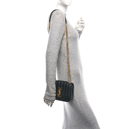 Saint Laurent Lambskin Matelasse Monogram Small Vicky Chain Bag Black 2 of 15