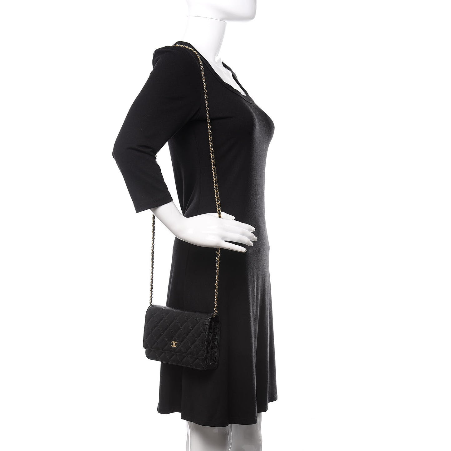 Caviar Quilted Wallet On Chain WOC Black