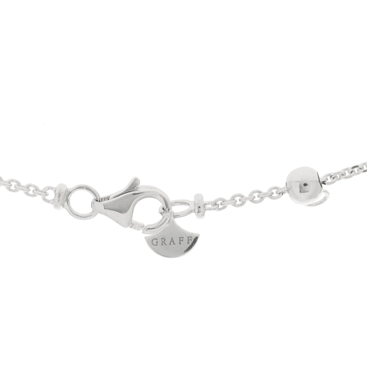 18K White Gold Diamond .58ct Laurence Graff Signature Solitaire Pendant Necklace